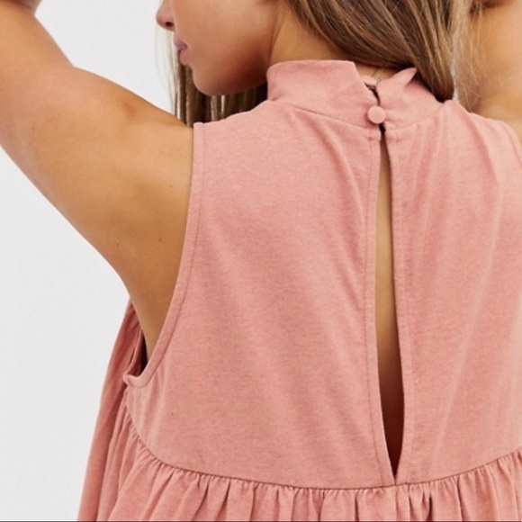 NWT ASOS High Neck Blush Mini Smock Dress - Picture 3 of 4